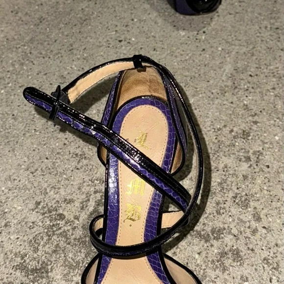 L.A.M.B by Gwen Stefani purple and black snake skin heels 
Great condition! - Picture 13 of 16